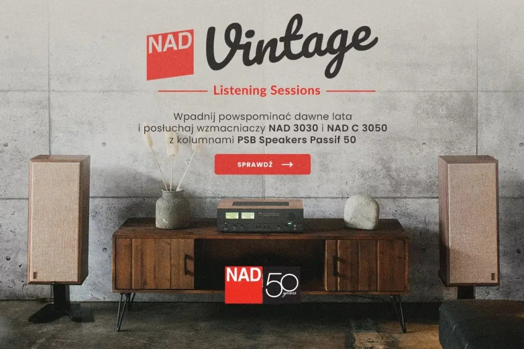 grafika informująca o NAD Vintage Listening Sessions w Top Hi-Fi